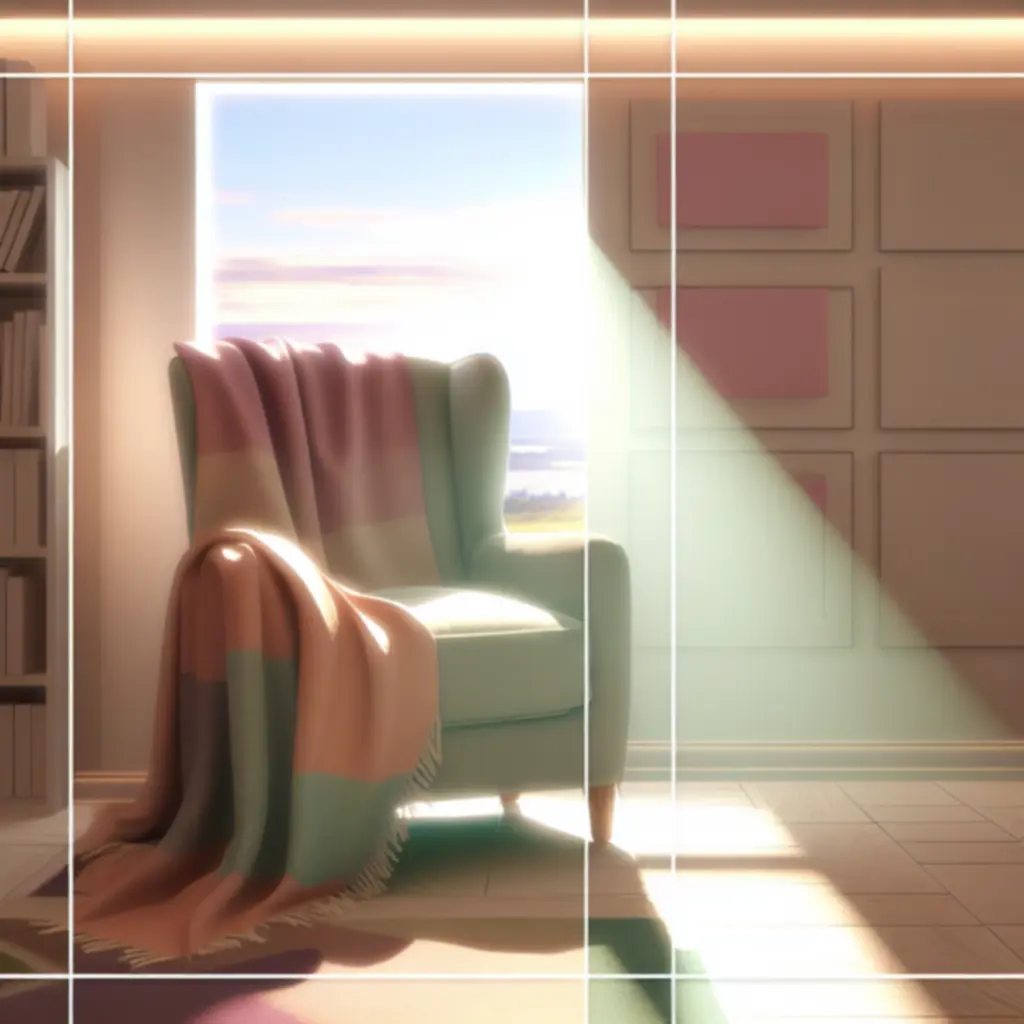 Miękki koc przerzucony przez sofę w spokojnie zaaranżowanym wnętrzu