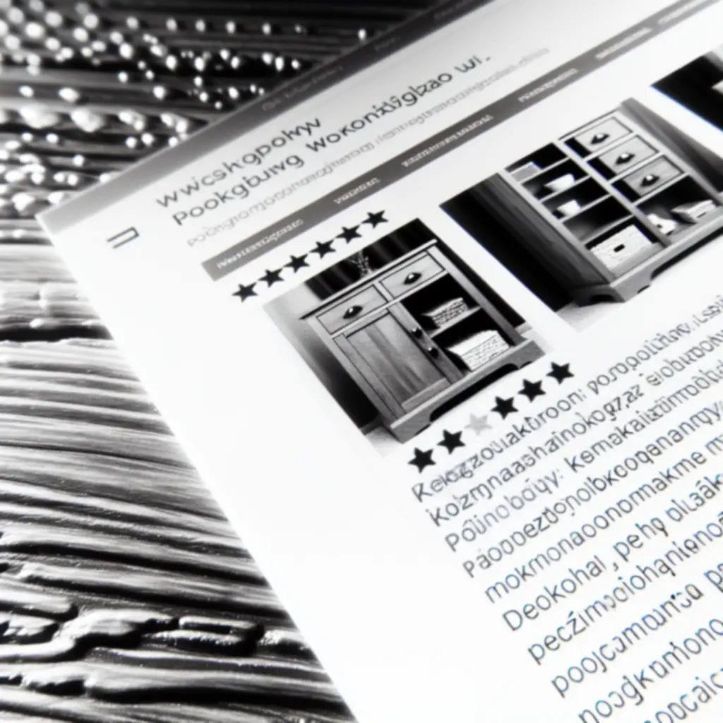 Zbliżenie na kartę produktu z dużym zdjęciem, specyfikacją i recenzjami